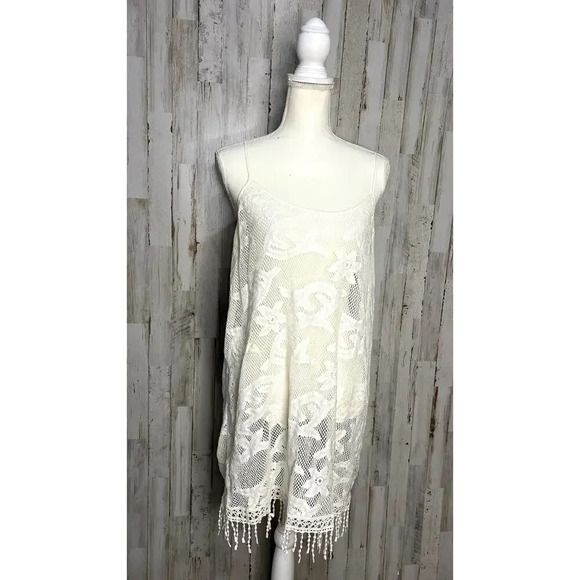 Aerie Women's Medium Ivory Lace Hi-Low Swimsuit Coverup Dress - Picture 1 of 5